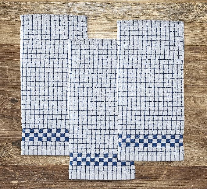 XLNT Highly Absorbent Kitchen Dish Towels 100% Cotton 18x28 inch – Ultra-Thick Dishcloths – Premium Weave for Drying & Cleaning – Soft, Durable & Lint-Free – Pack of 6 Blue