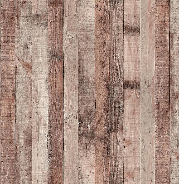 Yun-aeon 17.3"x 1200"Natural Wood-Cinnamon Wood Contact Paper Peel and Stick Wallpaper Self Adhesive Removable Vintage Faux Wood Wall Paper Plank Shelf Home Decoration Kitchen Counter Cover Use